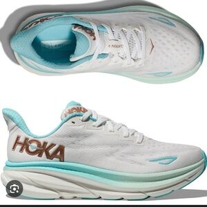 Hoka Women's White and Teal Athletic Shoes
